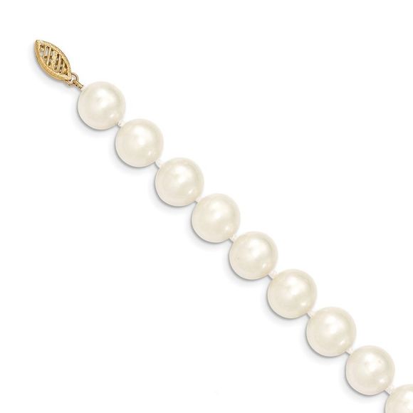 10-11mm White FW Cultured Pearl & 14k Yellow Gold Necklace 18 Inch